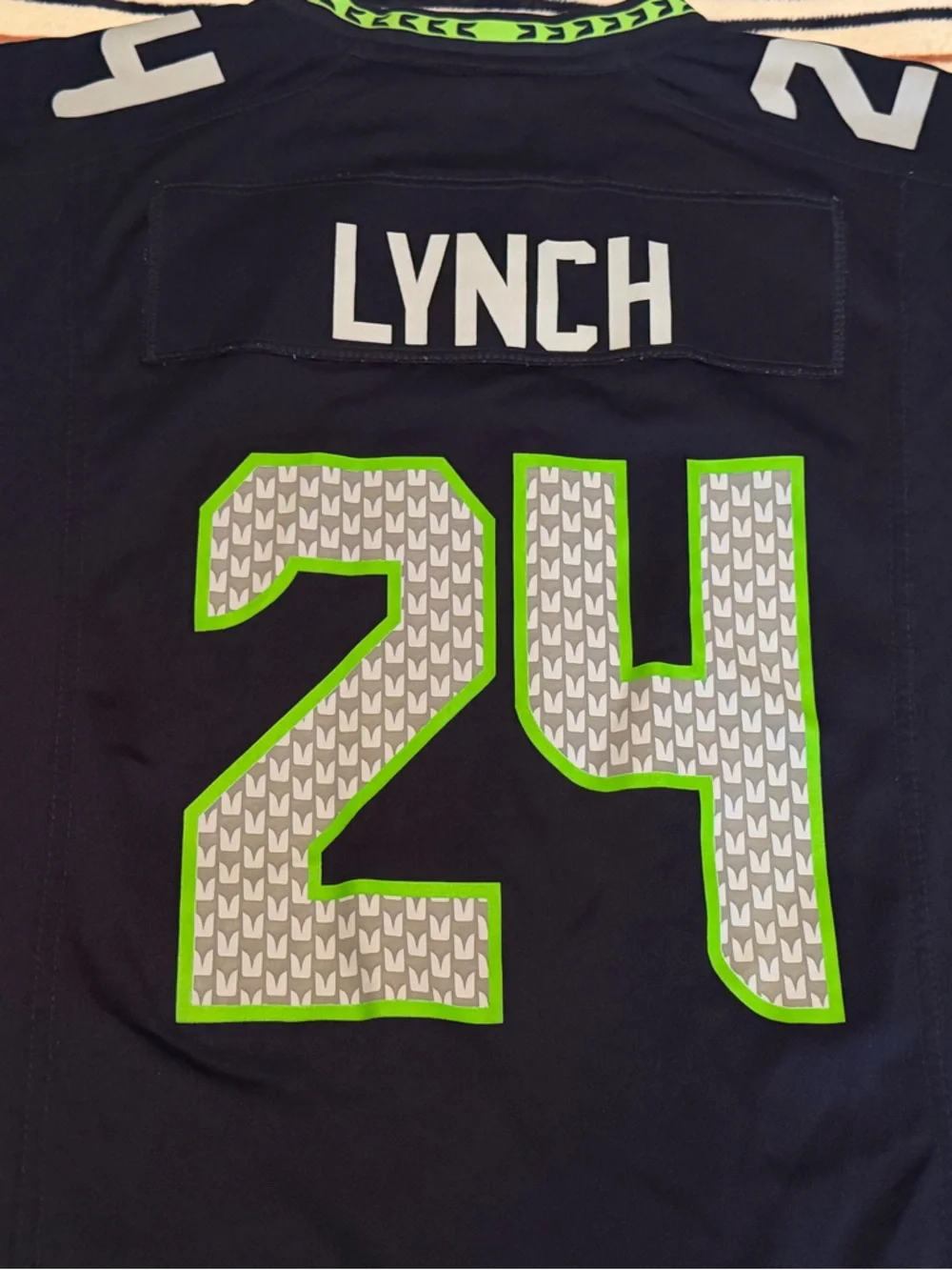 Nike Marshawn Lynch #24 On Field Seahawks Super Bowl XLIX Jersey NFL Authentic M